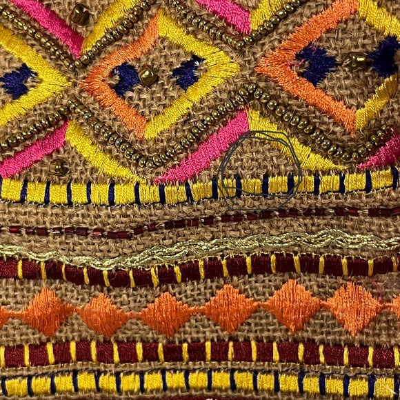 America & Beyond boho embroidered tote bag, interior pockets. Fair trade. Beach - Picture 5 of 11